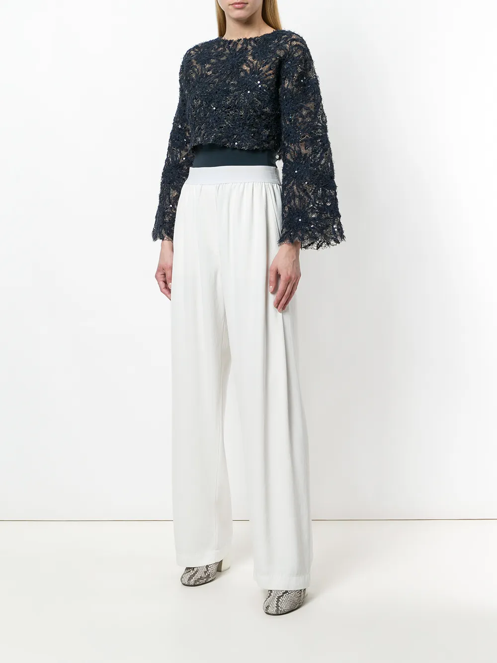 Brunello Cucinelli floral embroidered sweater - Blauw