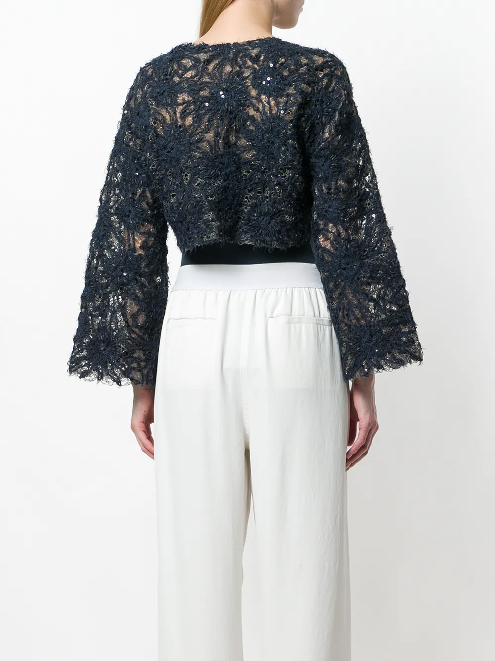 Brunello Cucinelli Top met geborduurde bloemen Blauw