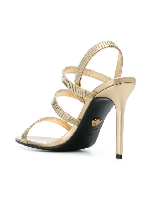 VERSACE VERSACE STRAPPY MESH SANDALS - METALLIC