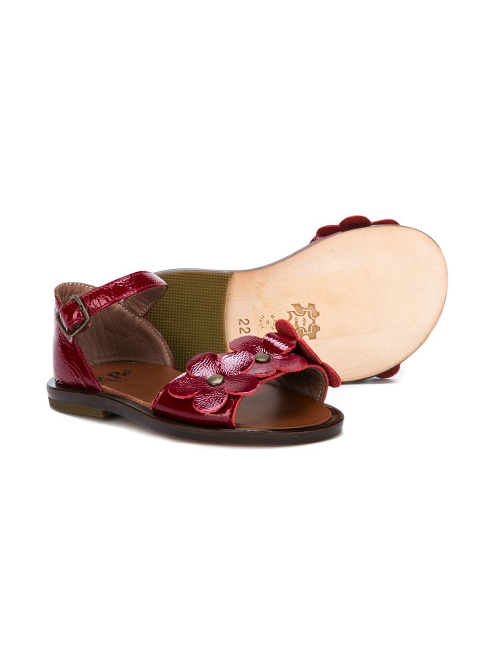 Pèpè flower applique open toe sandals - Rood