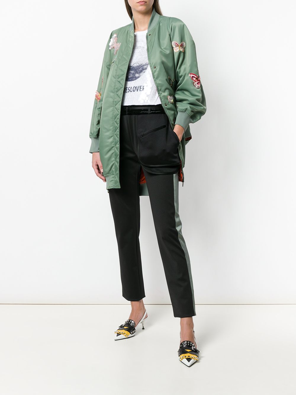 Imagen principal de producto de Valentino abrigo con bordado de mariposas con lentejuelas - Verde - Valentino