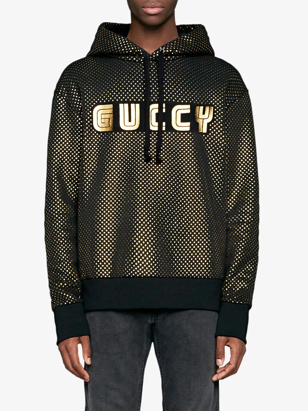 gucci black and gold hoodie