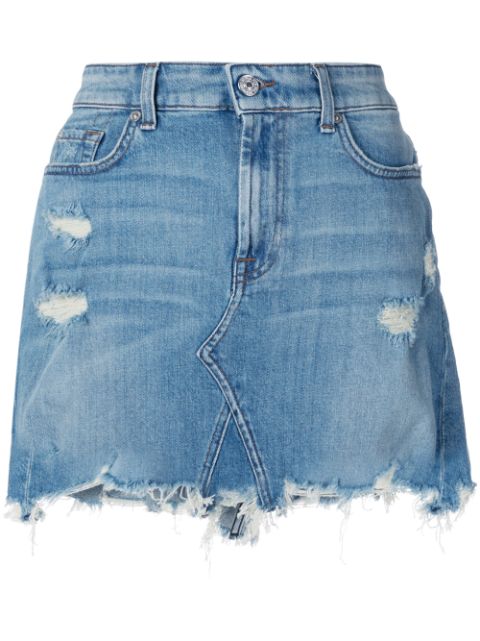 7 FOR ALL MANKIND FRAYED HEM DENIM SKIRT,JSLQU120YY12852009