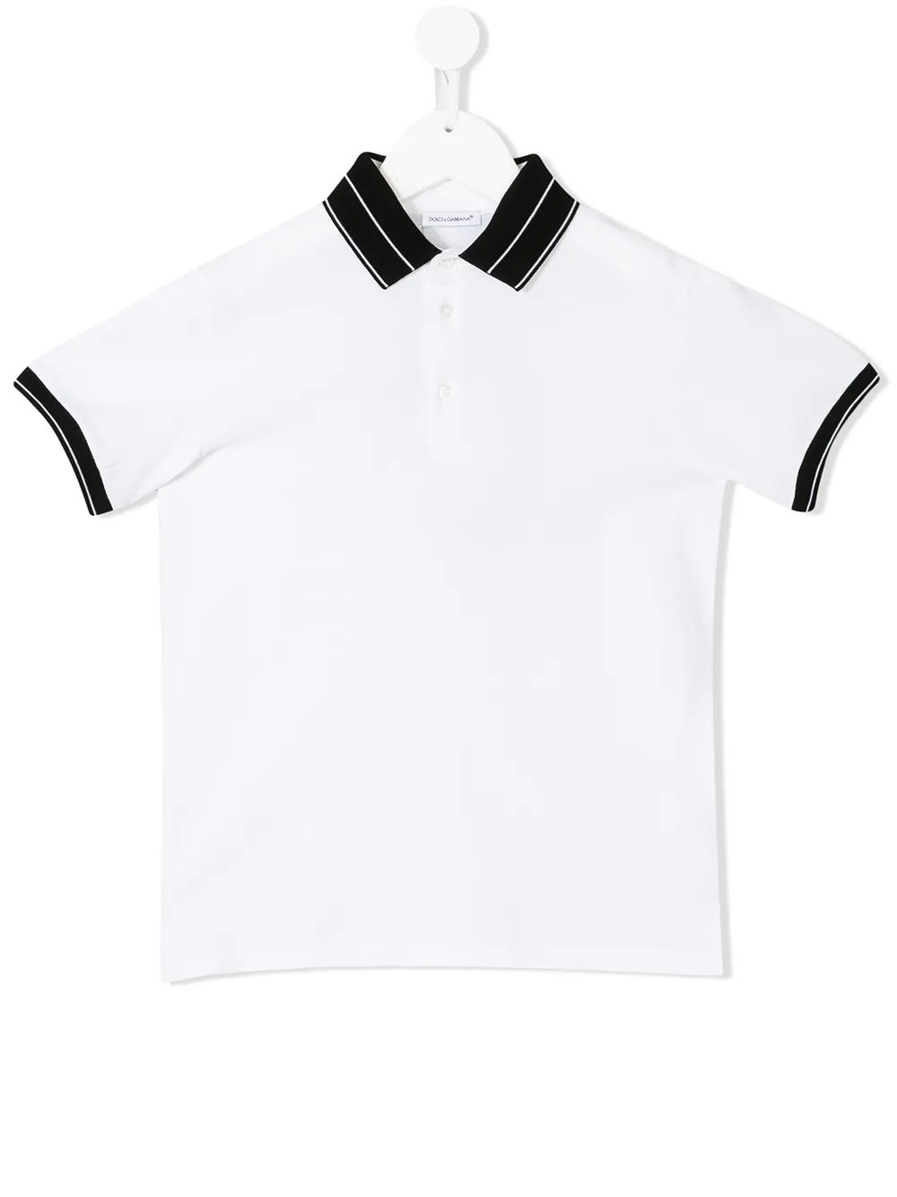 Dolce & Gabbana Kids' Contrasting Detail Polo Shirt In White