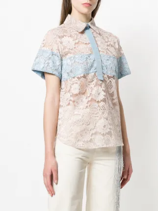 colour block lace shirt展示图