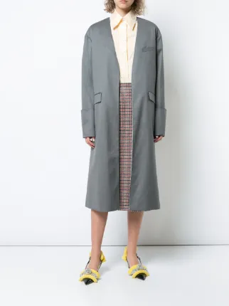 mid-length collarless reversible coat展示图