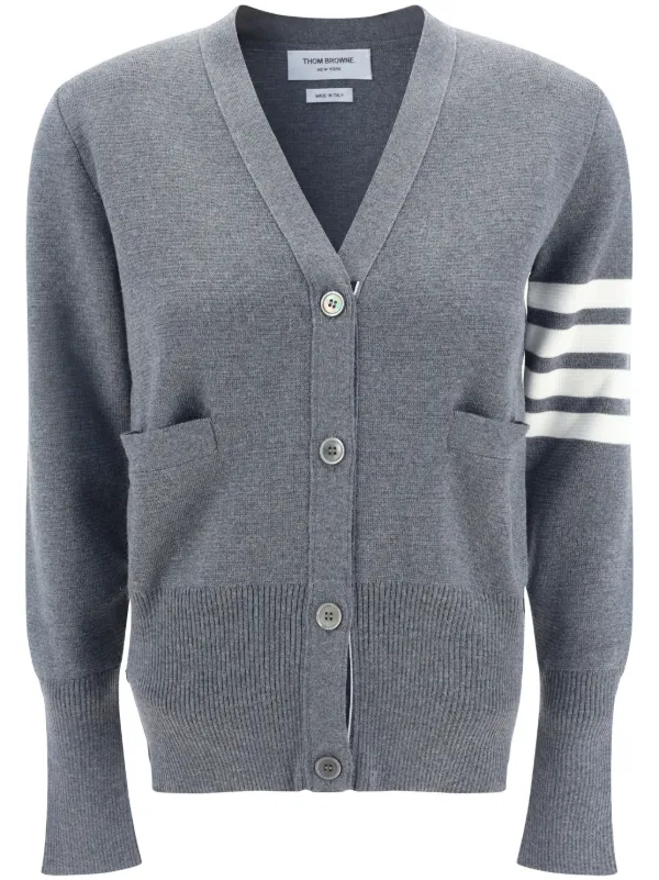 THOM BROWNE ストライプニットカーディガン Thom Browne ストライプ カーディガン | グレー | FARFETCH JP