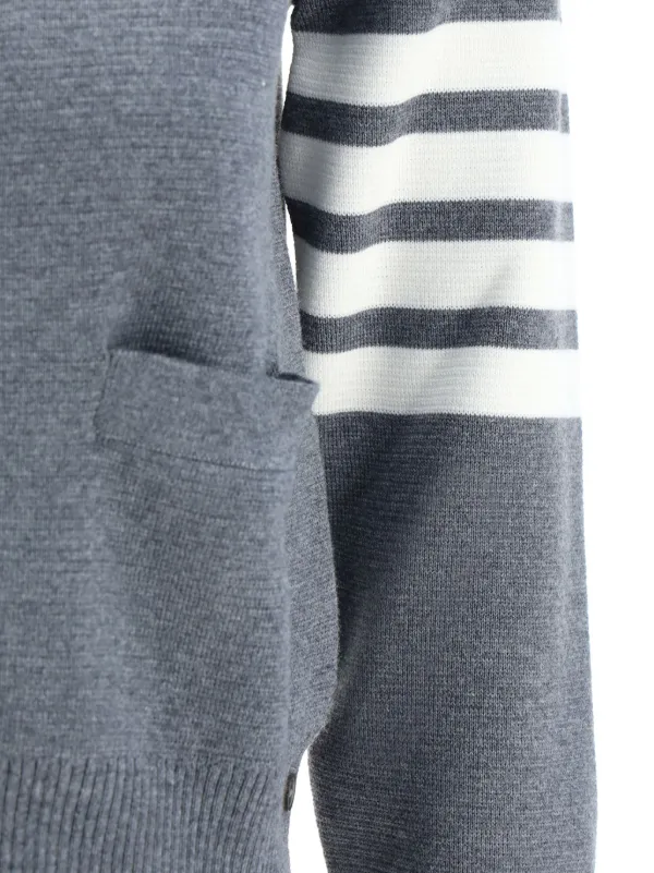 THOM BROWNE ストライプニットカーディガン Thom Browne ストライプ カーディガン | グレー | FARFETCH JP