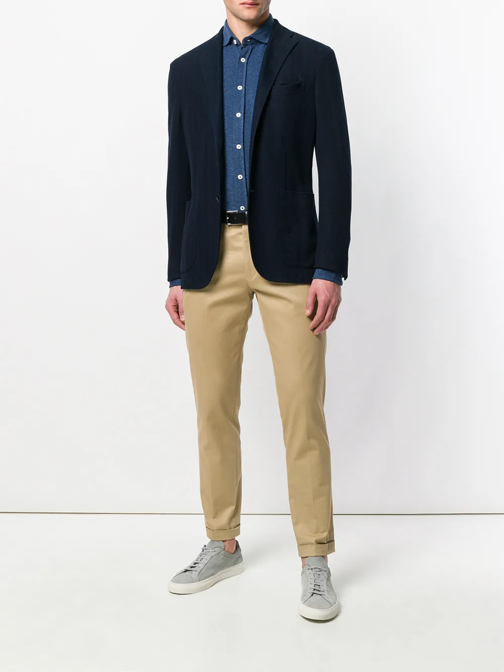 Barba poloshirt met lange mouwen - Blauw