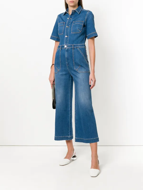 cropped denim jumpsuit