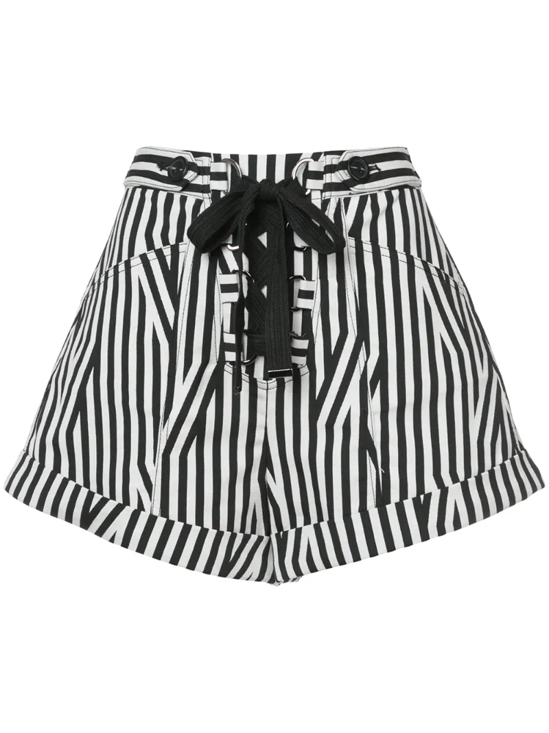 Self-Portrait шорты в полоску со шнуровкой