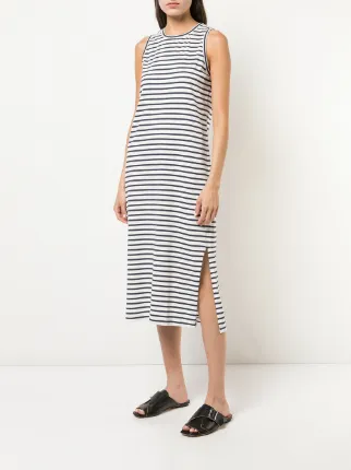 Derek Lam 10 Crosby Striped Tank Dress With Placket Hem Detail Derek Lam 10 Crosby Striped Tank Dress With Placket Hem Detail