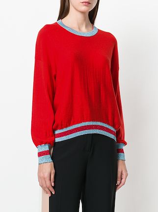 oversized stripe trim sweater展示图