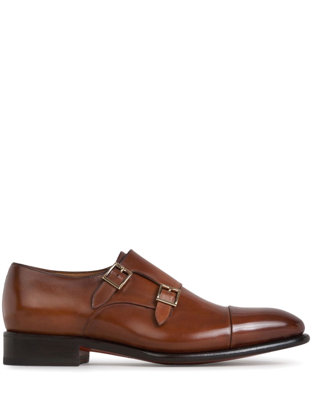 Santoni leather monk shoes - Brown