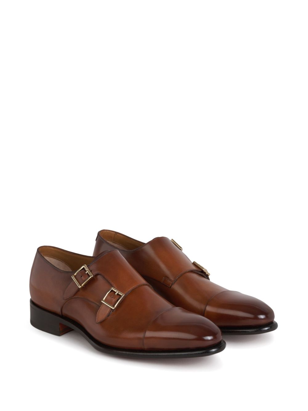 Santoni leather monk shoes - Brown