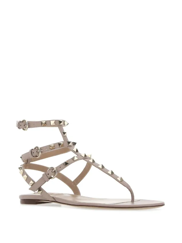 Valentino Garavani Rockstud Leather Sandals | Neutrals