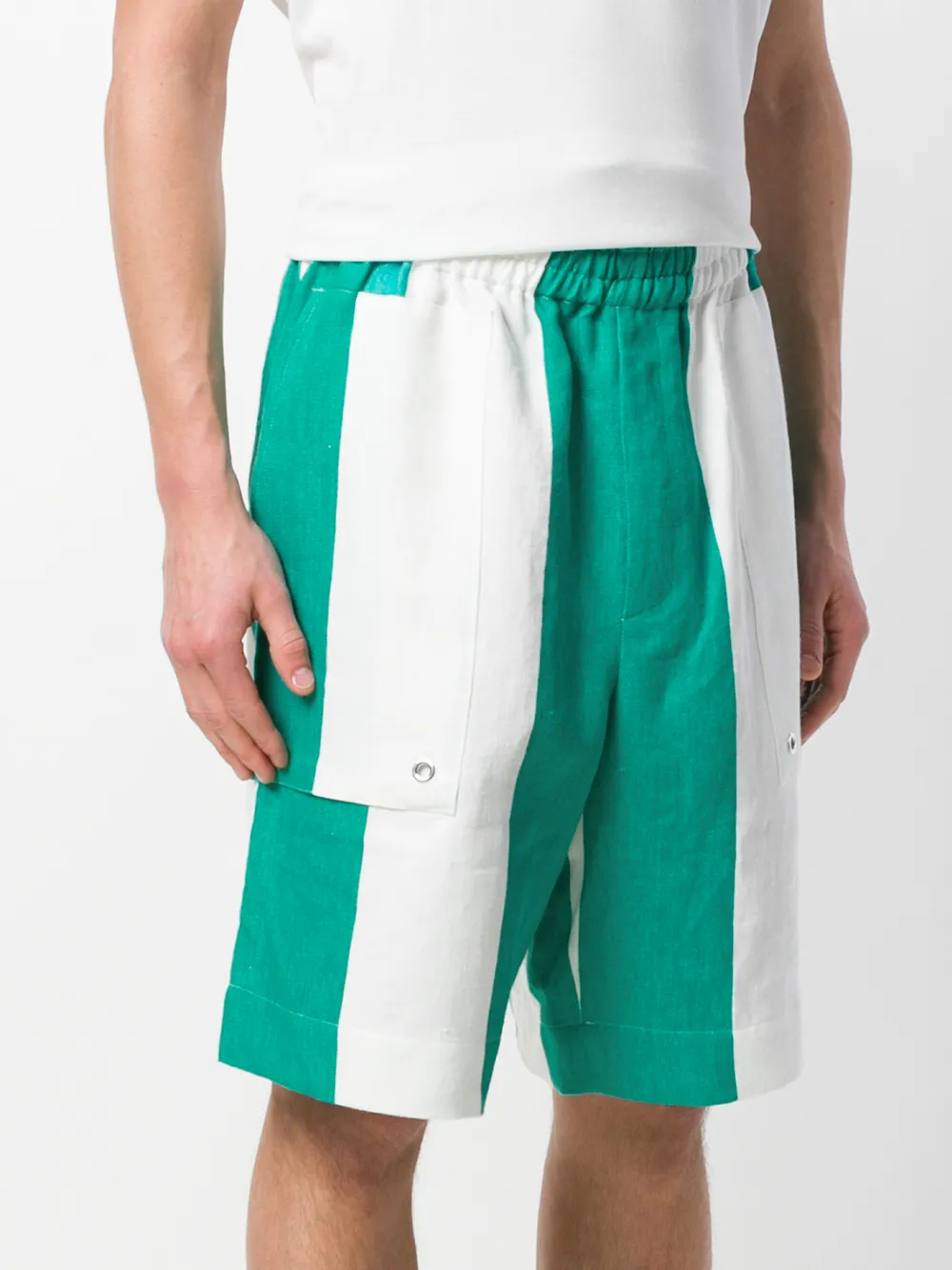 Études Studio gestreepte broek met elastische taille Wit