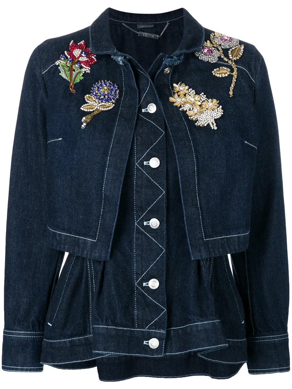 Alexander McQueen Bestickte Jeansjacke im Lagen-Look - Blau