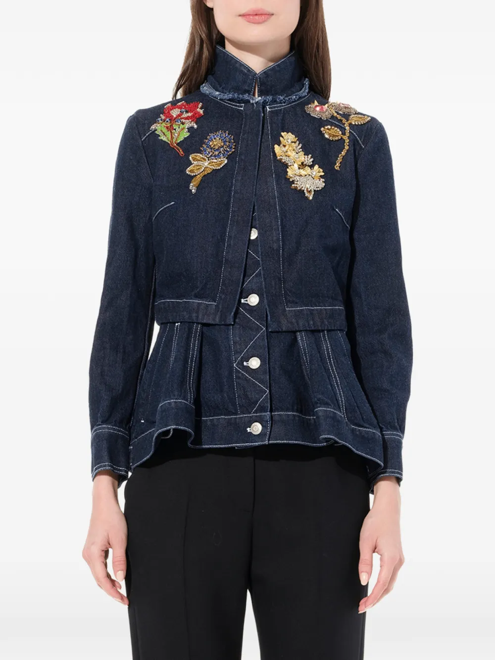 Alexander McQueen Giacca con ricamo con paillettes - Blu
