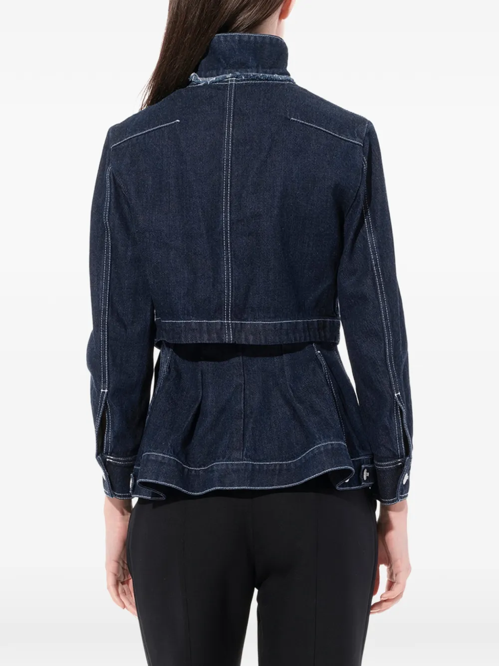 Alexander McQueen Geborduurd Denim Peplum-jack Blauw