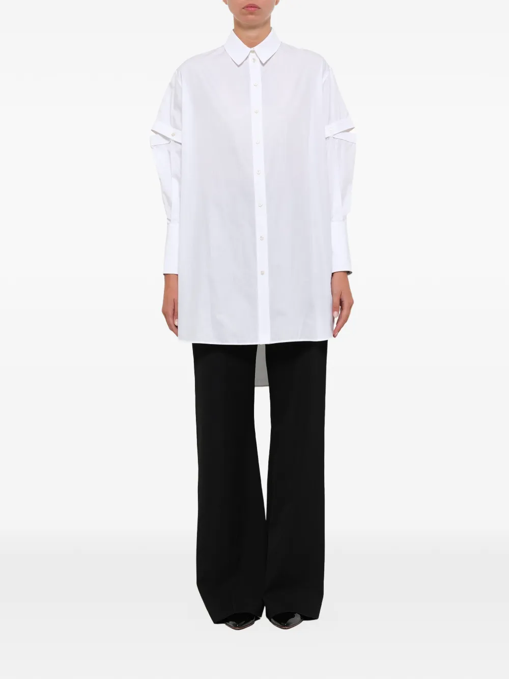 Alexander Mcqueen Oversized Hemd Mit Asymmetrischem Saum   Weiß 