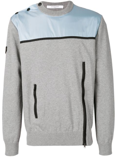 GIVENCHY GIVENCHY ZIP-DETAILED PANELLED SWEATSHIRT - GREY,BM901W400712872941