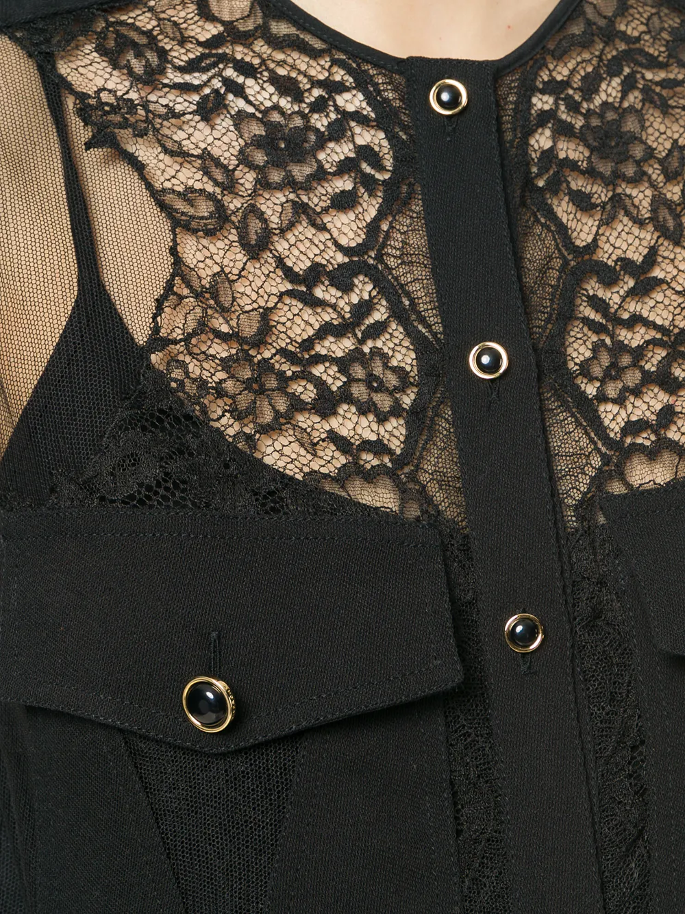 Givenchy mouwloze kanten blouse Zwart