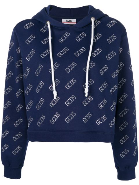 GCDS DIAMANTE LOGO CROPPED HOODY,SS18W02002512875586