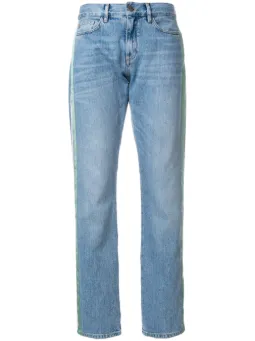 Calça jeans com listra lateral