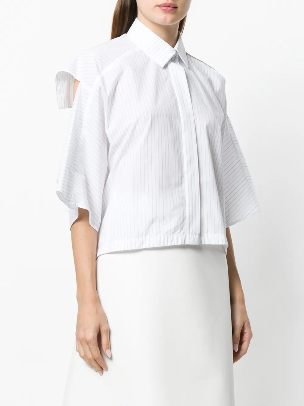 Walk Of Shame krijtstreep cut-out shirt Wit