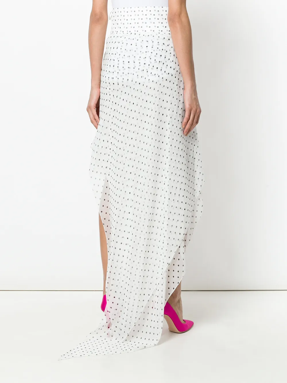 Alexandre Vauthier asymmetric spotted ruffled skirt Wit