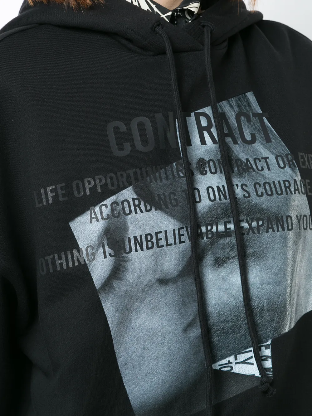 Juun.J contrasterend hoodie Zwart