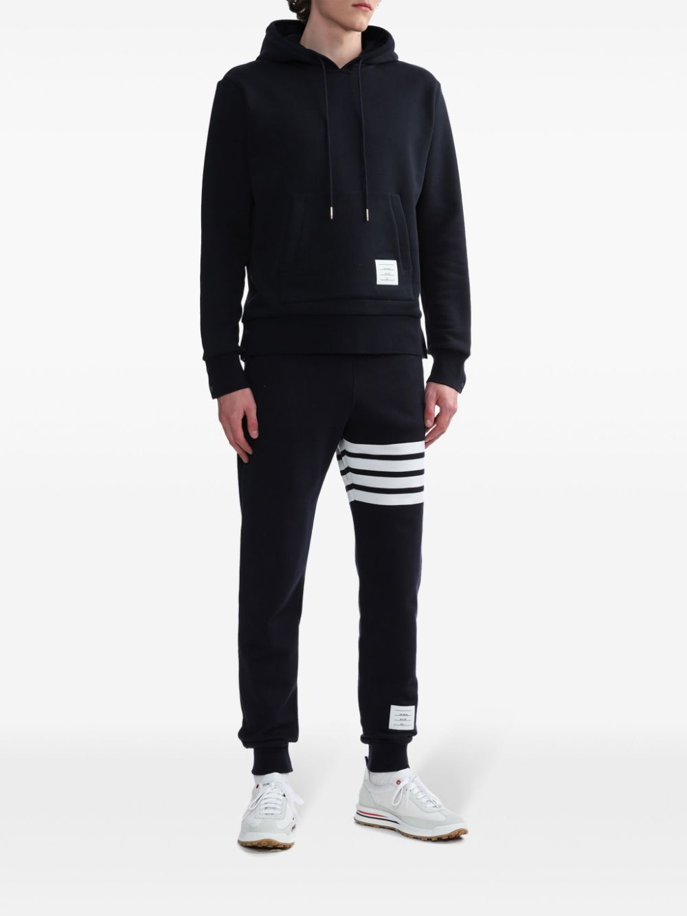 Thom Browne RWB stripe loopback hoodie - Blue