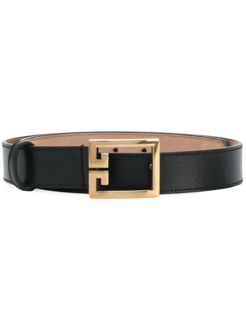 Click to view more detailed imagery on our partner's website Givenchy Calfskin Leather Belt W/ Double-G Logo Buckle In 001 Black