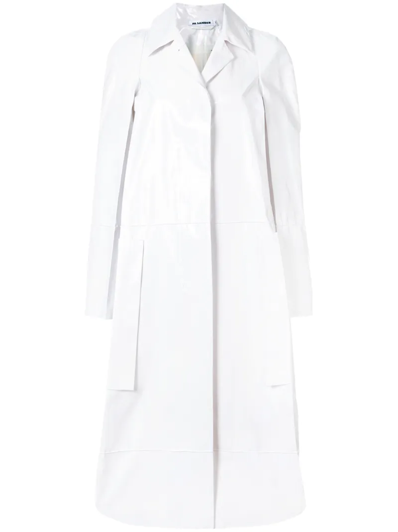 длинный плащ с лакированным эффектом Jil Sander
