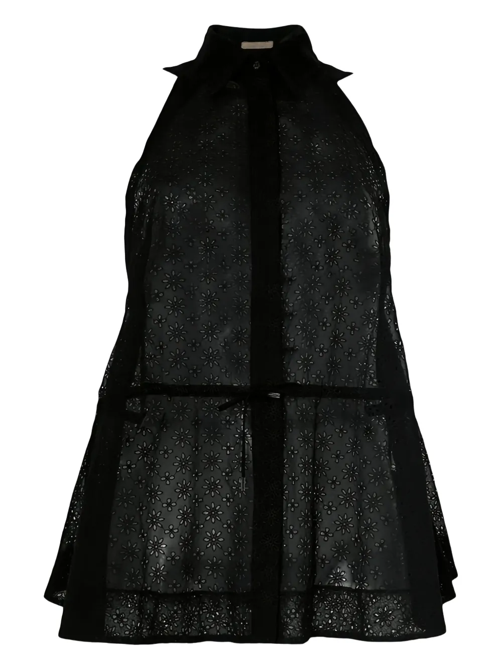 Alaïa Pre-Owned 2017 sheer drawstring sleeveless shirt | Black | Image 1