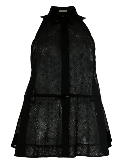 Alaïa Pre-Owned 2017 sheer drawstring sleeveless shirt