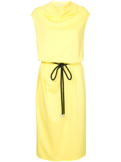 Marc Jacobs Cowl-neck Tie-waist Dress, Yellow In Yellow