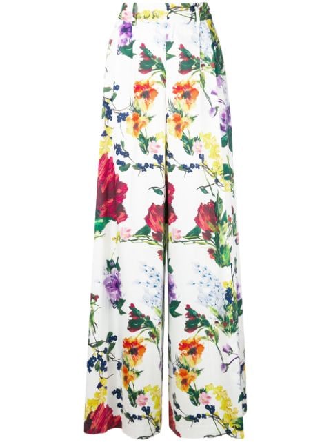 ALICE AND OLIVIA FLORAL-PRINT PLEATED PALAZZO PANTS,CC803P6510112882189