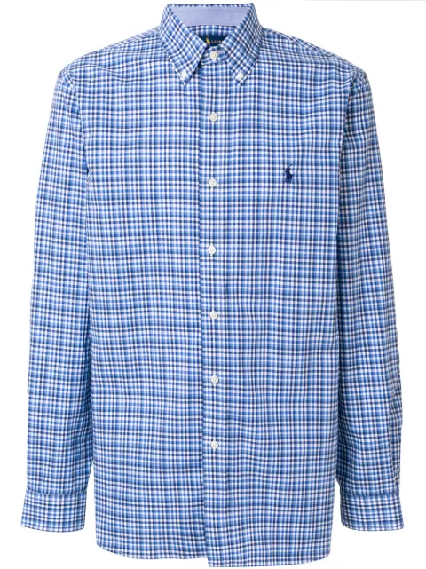 POLO RALPH LAUREN POLO RALPH LAUREN LOGO PATCH PLAID SHIRT - BLUE,71069588912882655