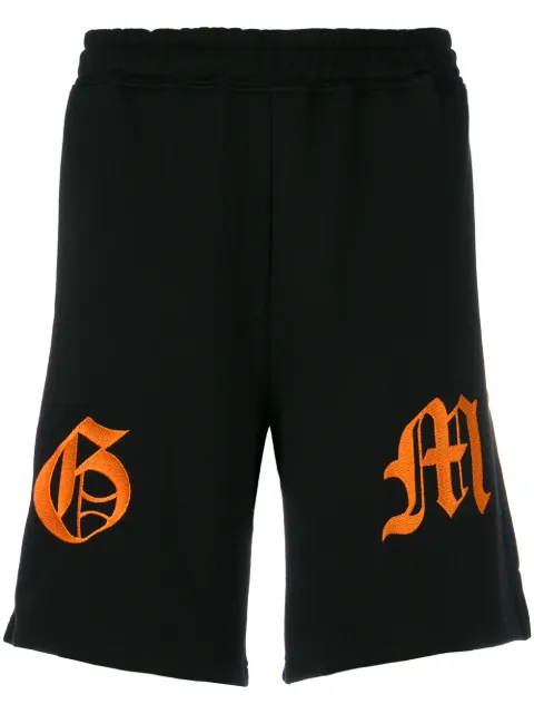 Omc Embroidered Track Shorts - Black In Black