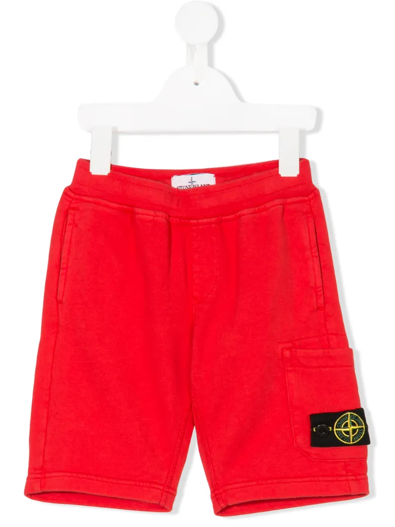 Stone Island Junior спортивные шорты с фирменной нашивкой