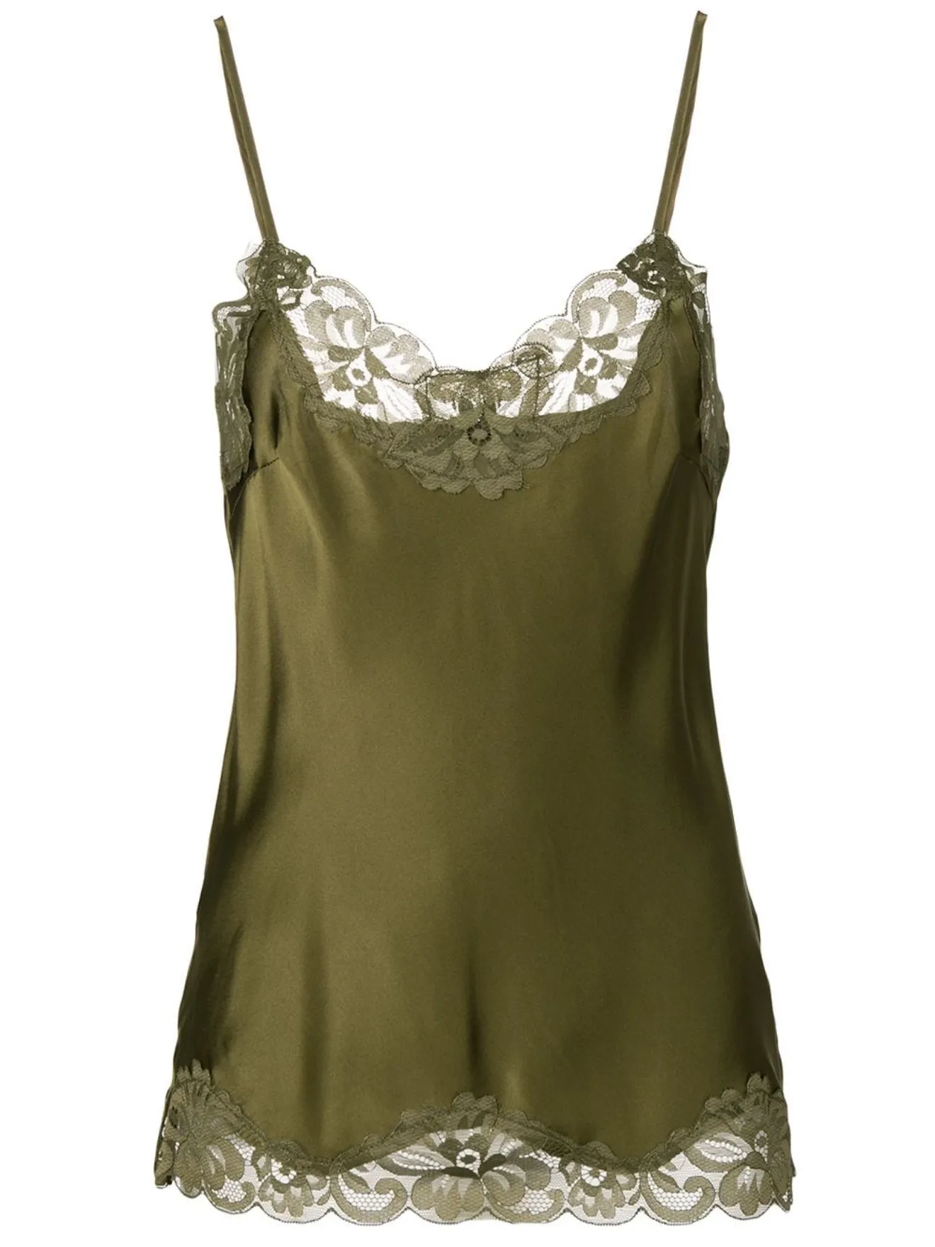 Gold Hawk lace trim cami top green | MODES