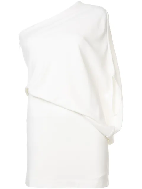 Halston Heritage One-shoulder Layered Crepe Mini Dress