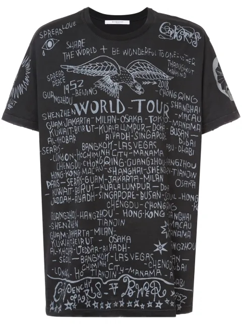 Givenchy World Tour Graphic Logo T-shirt In Black ModeSens