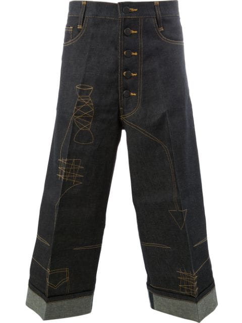 Christopher Nemeth Folded Cropped Jeans In Blue