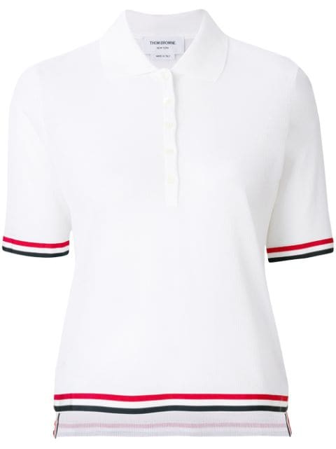 THOM BROWNE knitted polo-style short sleeved top,FJP016A0344712888590