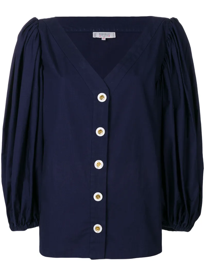 Yves Saint Laurent Vintage драпированная блузка с рукавами фонариками