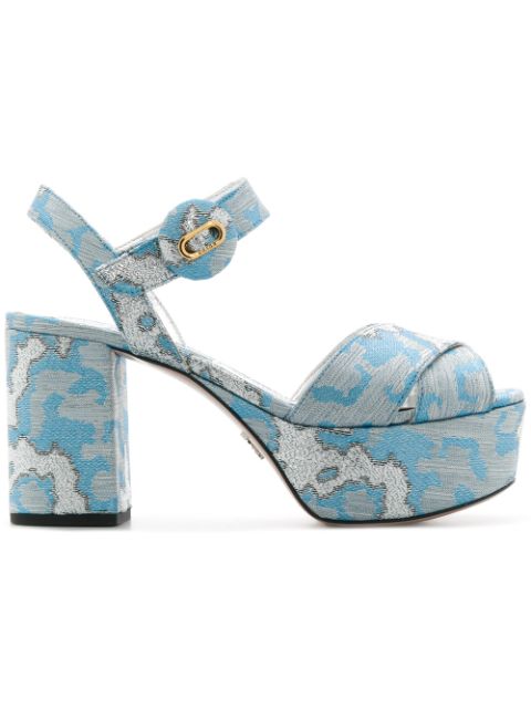 Prada Brocade Platform Sandals | ModeSens