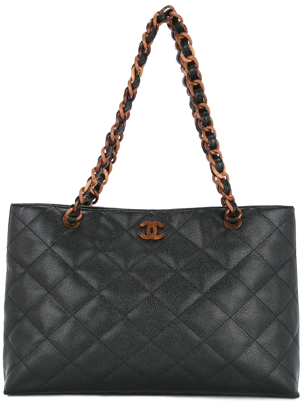 2002 CHANEL 72 Series Large Cream Black Quilted Fabric Classic Tote  Shoulder Bag